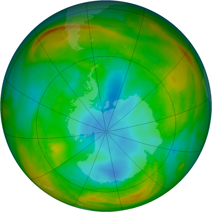 Antarctic ozone map for 02 August 1981